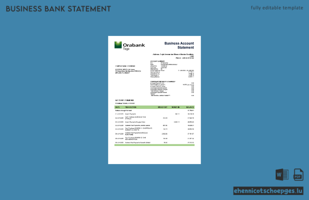 Togo Orabank Firmenerklärung im Word- und PDF-Format (Beispielvorschau)